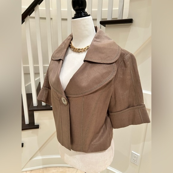 Last Chance! Cropped Blazer Linen-Feel Jacket - Picture 6 of 8